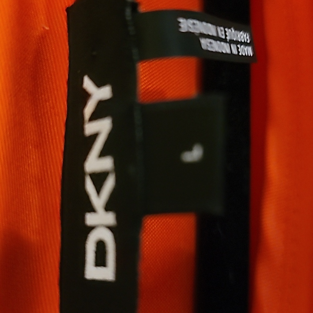 DKNY Orange Blouse with side tie.  sz large - Picture 2 of 2